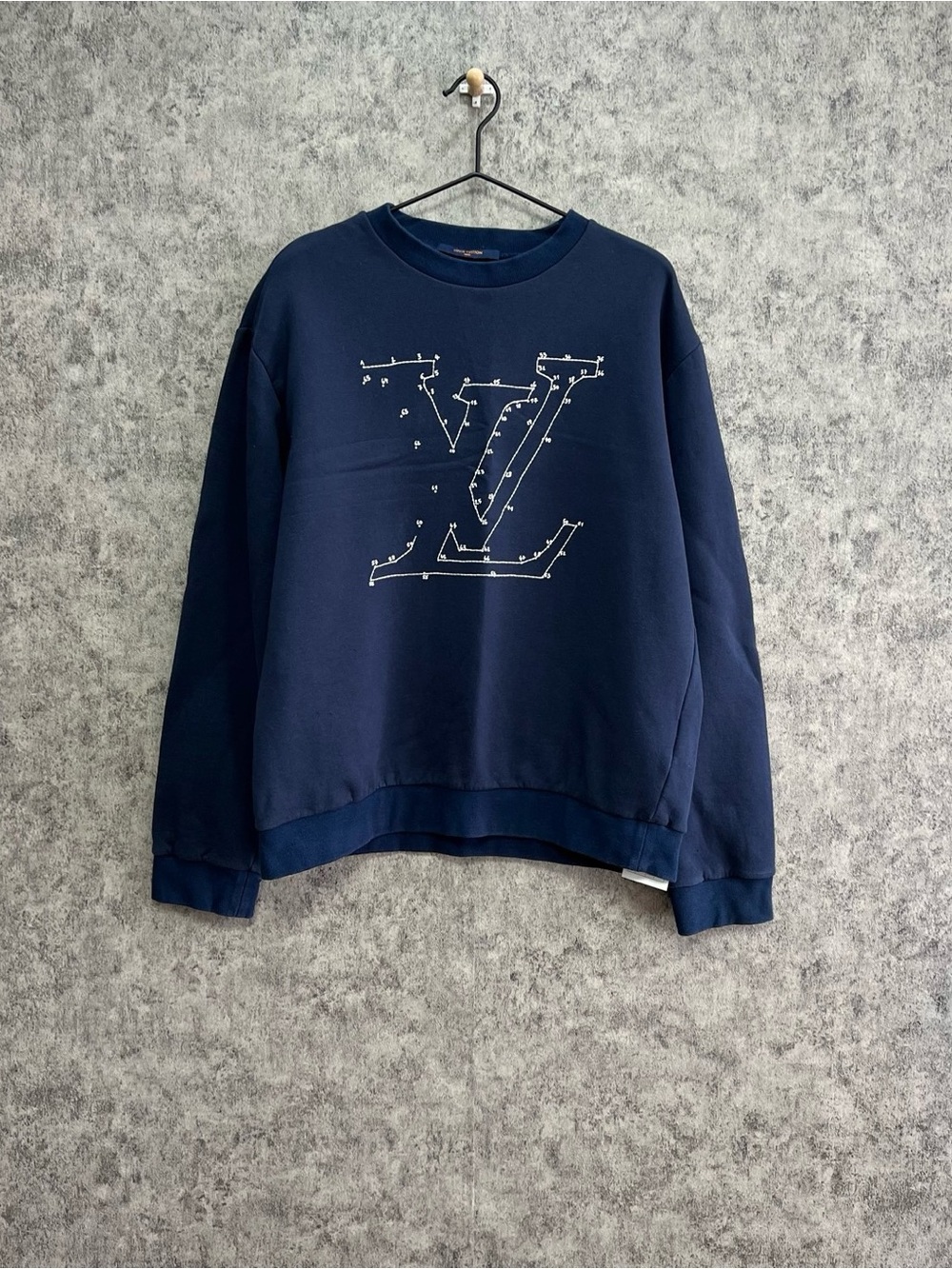 Louis Vuitton Navy Crewneck Sweatshirt with White LV Outline